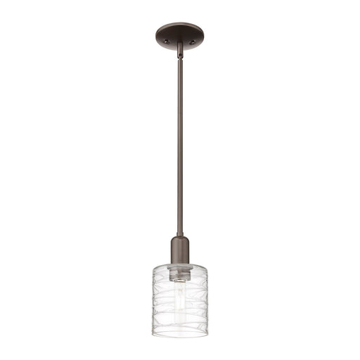 Innovations Cobbleskill 5in 1-Light Mini Pendant | Industrial Oil Rubbed Bronze and Deco Swirl Glass | Kitchen Island | 5 x 9.62 in | Model 716-1S-OB-G1113