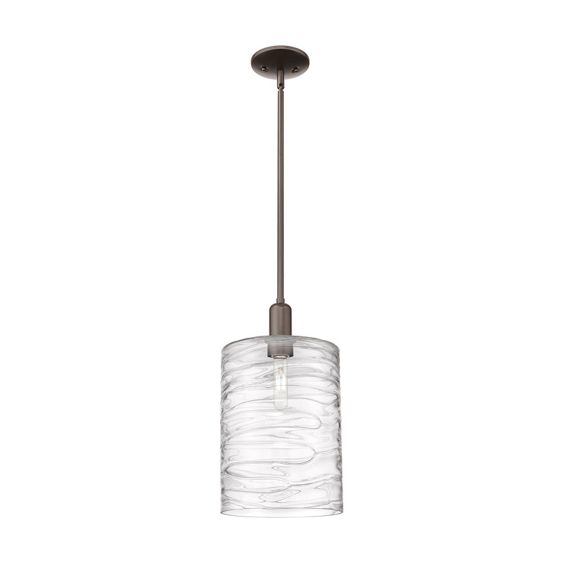 Innovations Cobbleskill 9in 1-Light Mini Pendant | Industrial Oil Rubbed Bronze Steel and Deco Swirl Glass | Kitchen Island & | Model 716-1S-OB-G1113-L