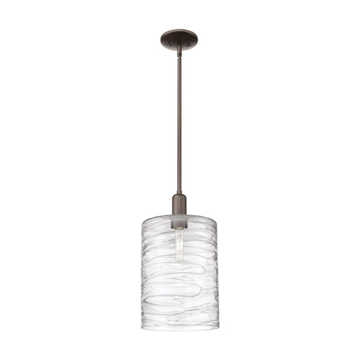 Innovations Cobbleskill 9in 1-Light Mini Pendant | Industrial Oil Rubbed Bronze Steel and Deco Swirl Glass | Kitchen Island & | Model 716-1S-OB-G1113-L