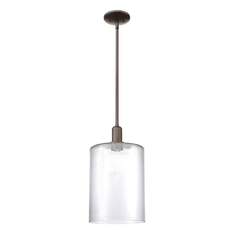 Innovations Cobbleskill 9in 1-Light Mini Pendant | Industrial Oil Rubbed Bronze Steel and Clear Glass | Kitchen Island & Dining | Model 716-1S-OB-G112-L