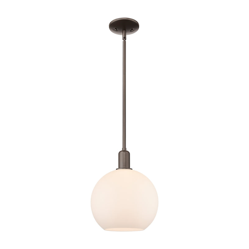 Innovations Athens 10in 1-Light Mini Pendant | Industrial Oil Rubbed Bronze Steel and Matte White Glass | Kitchen Island & | Model 716-1S-OB-G121-10
