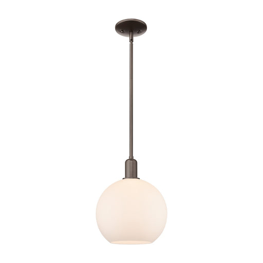 Innovations Athens 10in 1-Light Mini Pendant | Industrial Oil Rubbed Bronze Steel and Matte White Glass | Kitchen Island & | Model 716-1S-OB-G121-10
