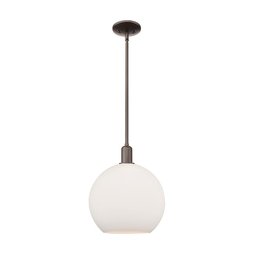 Innovations Athens 12in 1-Light Mini Pendant | Industrial Oil Rubbed Bronze and Matte White Glass | Kitchen Island & Dining Room | Model 716-1S-OB-G121-12