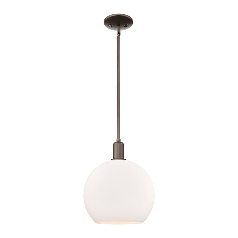 Innovations Athens 14in 1-Light Mini Pendant | Industrial Oil Rubbed Bronze and Matte White Glass | Kitchen Island & Dining Room | Model 716-1S-OB-G121-14