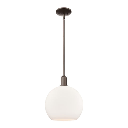 Innovations Athens 14in 1-Light Mini Pendant | Industrial Oil Rubbed Bronze and Matte White Glass | Kitchen Island & Dining Room | Model 716-1S-OB-G121-14