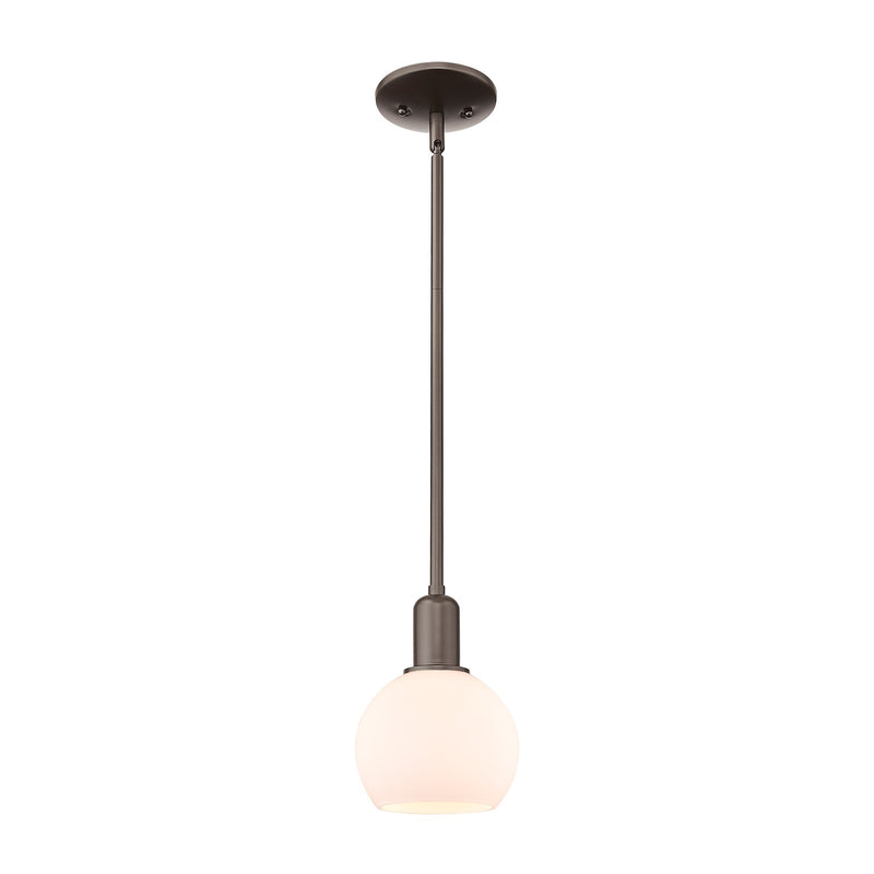Innovations Athens 6in 1-Light Mini Pendant | Industrial Oil Rubbed Bronze and Matte White Glass | Kitchen Island & Dining Room | Model 716-1S-OB-G121-6