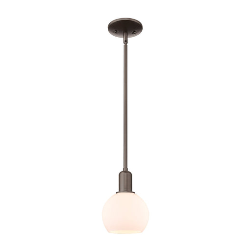 Innovations Athens 6in 1-Light Mini Pendant | Industrial Oil Rubbed Bronze and Matte White Glass | Kitchen Island & Dining Room | Model 716-1S-OB-G121-6