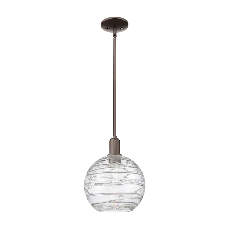 Innovations Athens Deco Swirl 10in 1-Light Mini Pendant | Industrial Oil Rubbed Bronze Steel and Clear Glass | Kitchen Island | Model 716-1S-OB-G1213-10CL