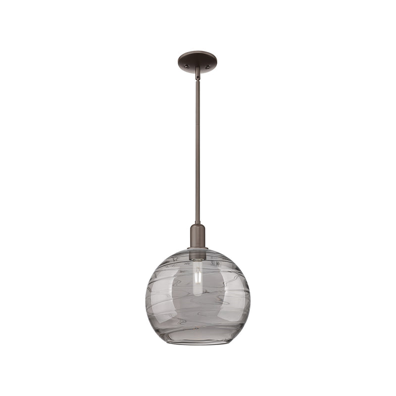 Innovations Athens Deco Swirl 12in 1-Light Mini Pendant | Industrial Oil Rubbed Bronze Steel and Light Smoke Glass | Kitchen | Model 716-1S-OB-G1213-12SM