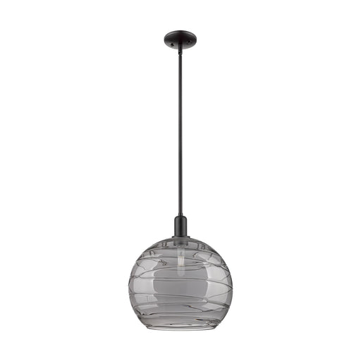 Innovations Athens Deco Swirl 14in 1-Light Mini Pendant | Industrial Oil Rubbed Bronze and Light Smoke Glass | Kitchen Island | Model 716-1S-OB-G1213-14SM