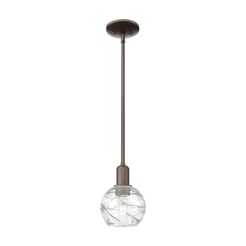 Innovations Athens Deco Swirl 6in 1-Light Mini Pendant | Industrial Oil Rubbed Bronze Steel and Clear Deco Swirl Glass | Model 716-1S-OB-G1213-6CL