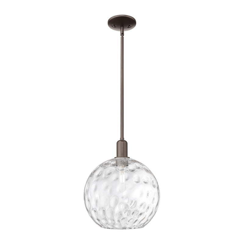 Innovations Athens 12in 1-Light Mini Pendant | Industrial Oil Rubbed Bronze Steel and Clear Water Glass | Kitchen Island & | Model 716-1S-OB-G1215-12