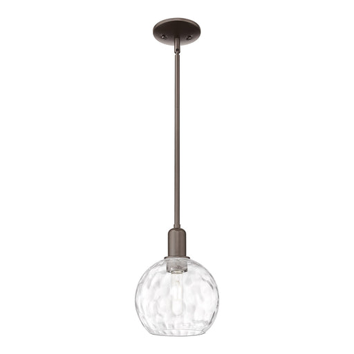 Innovations Athens Water Glass 8in 1-Light Mini Pendant | Industrial Oil Rubbed Bronze Steel and Clear Glass | Kitchen Island & | Model 716-1S-OB-G1215-8
