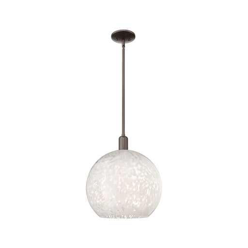 Innovations Lighting Arcadia 14in 1-Light Mini Pendant | Industrial Oil Rubbed Bronze Steel and White Mouchette Glass | Model 716-1S-OB-G1216-14WM
