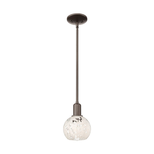 Innovations Lighting Arcadia 6in 1-Light Mini Pendant | Industrial Oil Rubbed Bronze and White Mouchette Glass | Kitchen | Model 716-1S-OB-G1216-6WM