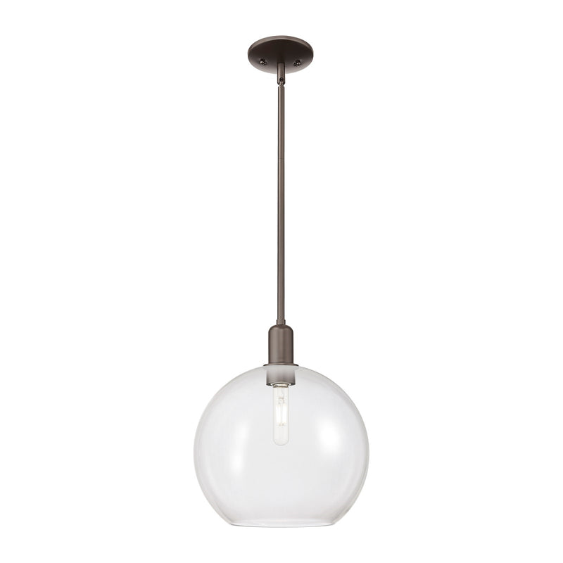 Innovations Athens 12in 1-Light Mini Pendant | Industrial Oil Rubbed Bronze Steel and Clear Glass | Kitchen Island & Dining Room | Model 716-1S-OB-G122-12