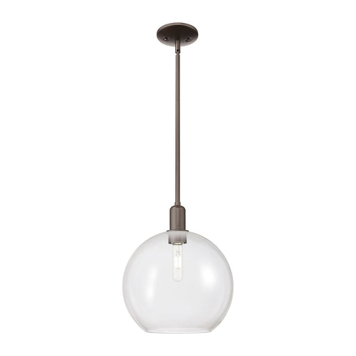 Innovations Athens 12in 1-Light Mini Pendant | Industrial Oil Rubbed Bronze Steel and Clear Glass | Kitchen Island & Dining Room | Model 716-1S-OB-G122-12