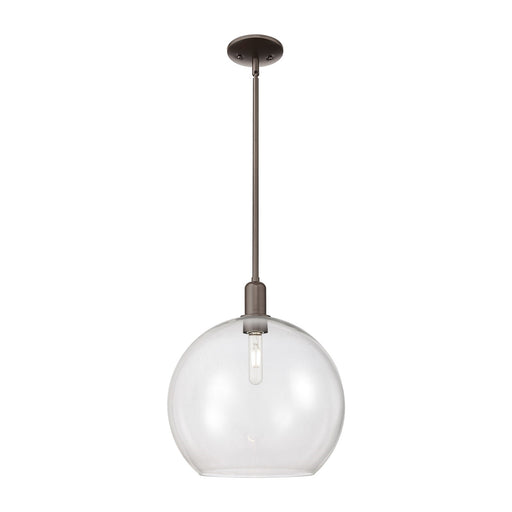 Innovations Athens 14in 1-Light Mini Pendant | Industrial Oil Rubbed Bronze Steel and Clear Glass | Kitchen Island & Dining Room | Model 716-1S-OB-G122-14
