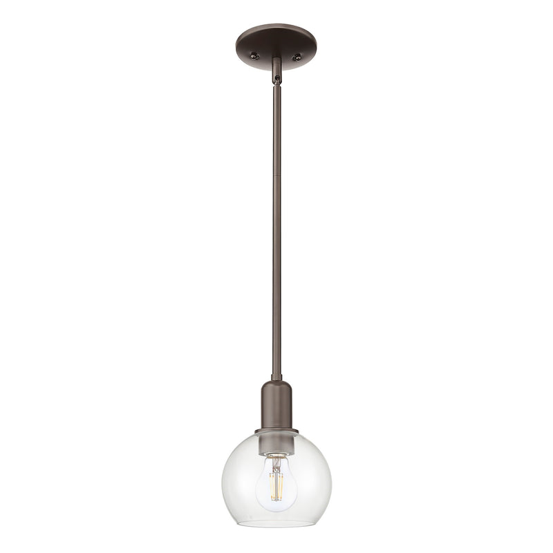Innovations Athens 6in 1-Light Mini Pendant | Industrial Oil Rubbed Bronze Steel and Clear Glass | Kitchen Island & Dining Room | Model 716-1S-OB-G122-6