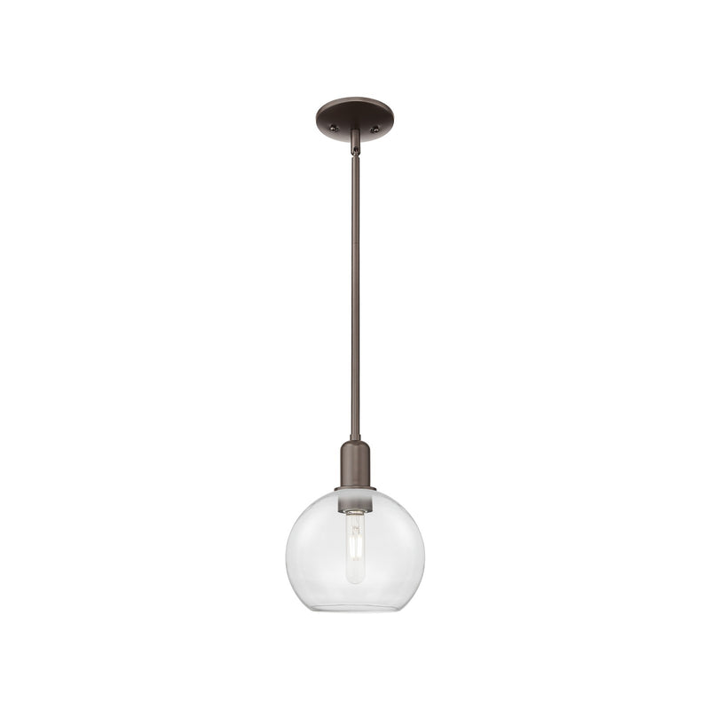 Innovations Athens 8in 1-Light Mini Pendant | Industrial Oil Rubbed Bronze Steel and Clear Glass | Kitchen Island & Dining Room | Model 716-1S-OB-G122-8