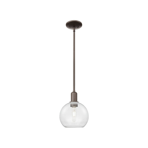 Innovations Athens 8in 1-Light Mini Pendant | Industrial Oil Rubbed Bronze Steel and Clear Glass | Kitchen Island & Dining Room | Model 716-1S-OB-G122-8