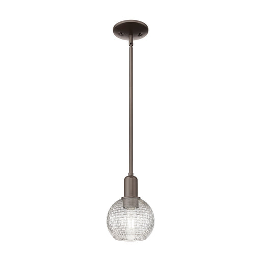 Innovations Athens 6in 1-Light Mini Pendant | Industrial Oil Rubbed Bronze and Clear Basket Weave Glass | Kitchen Island & | Model 716-1S-OB-G122C-6CL