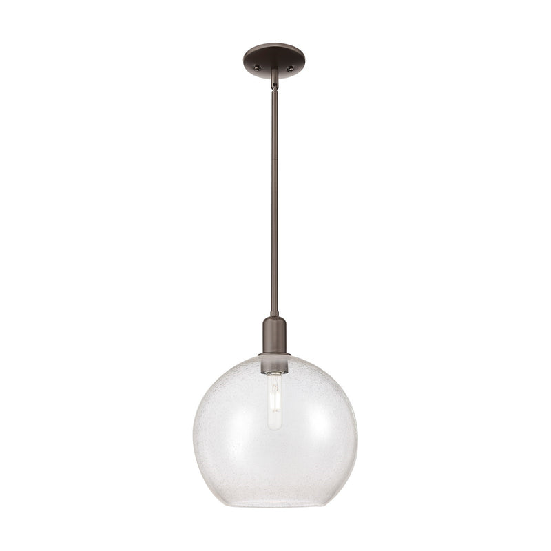 Innovations Athens 12in 1-Light Mini Pendant | Industrial Oil Rubbed Bronze Steel and Seedy Glass | Kitchen Island & Dining Room | Model 716-1S-OB-G124-12