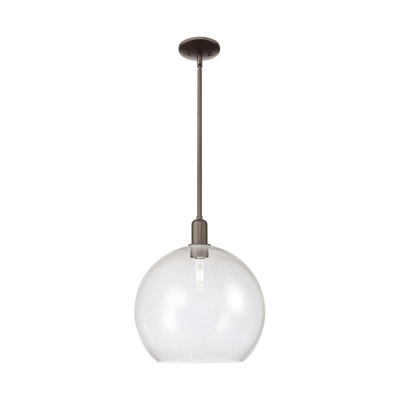 Innovations Athens 14in 1-Light Mini Pendant | Industrial Oil Rubbed Bronze Steel and Seedy Glass Globe | Kitchen Island & | Model 716-1S-OB-G124-14