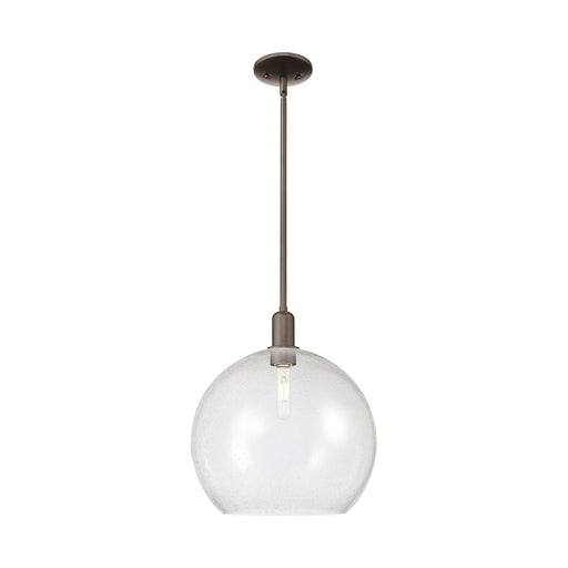 Innovations Athens 14in 1-Light Mini Pendant | Industrial Oil Rubbed Bronze Steel and Seedy Glass Globe | Kitchen Island & | Model 716-1S-OB-G124-14