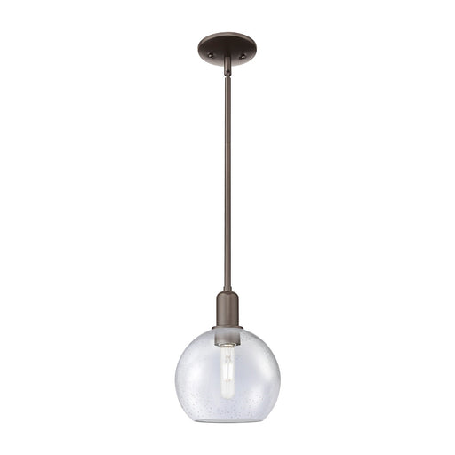 Innovations Lighting Athens 8in 1-Light Mini Pendant | Industrial Oil Rubbed Bronze Steel and Seedy Glass | Kitchen Island | 8 x | Model 716-1S-OB-G124-8