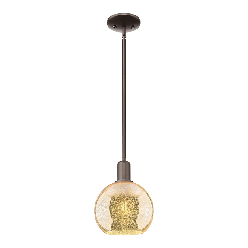 Innovations Athens 8in 1-Light Mini Pendant | Industrial Oil Rubbed Bronze Steel and Mercury Glass | Kitchen Island & Dining Room | Model 716-1S-OB-G128-8