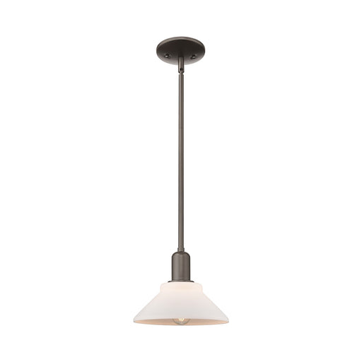 Innovations Orwell 8in 1-Light Mini Pendant | Industrial Oil Rubbed Bronze Steel and Matte White Glass | Kitchen Island & Dining | Model 716-1S-OB-G131