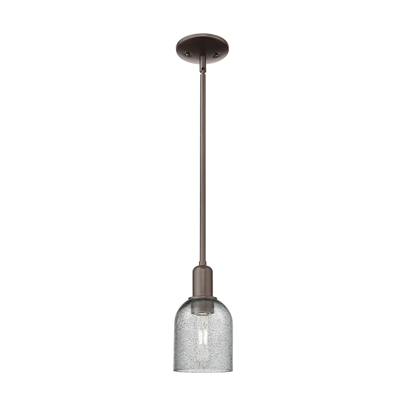 Innovations Caledonia 5in 1-Light Mini Pendant | Industrial Oil Rubbed Bronze Steel and Charcoal Glass | Kitchen Island & Dining | Model 716-1S-OB-G257