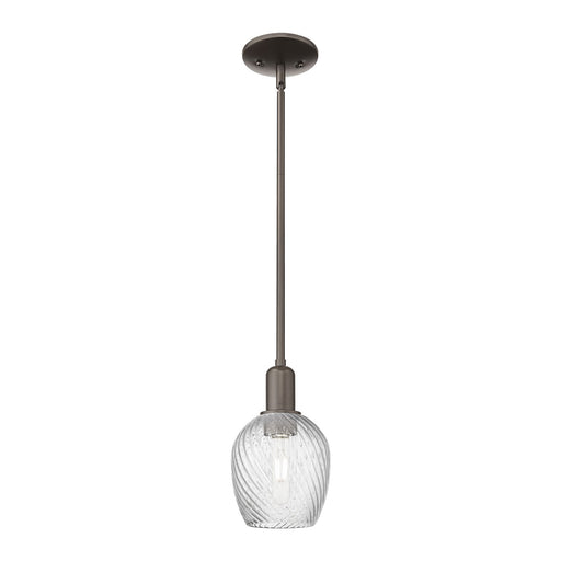 Innovations Salina 6in 1-Light Mini Pendant | Industrial Oil Rubbed Bronze Steel and Clear Spiral Fluted Glass | Kitchen Island & | Model 716-1S-OB-G292
