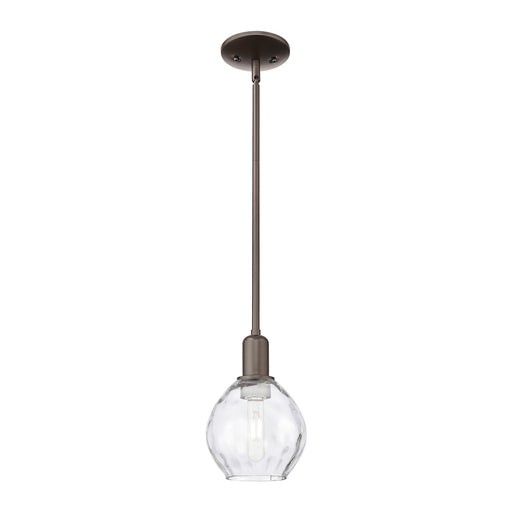 Innovations Waverly 6in 1-Light Mini Pendant | Industrial Oil Rubbed Bronze Steel and Clear Water Glass | Kitchen Island & Dining | Model 716-1S-OB-G362