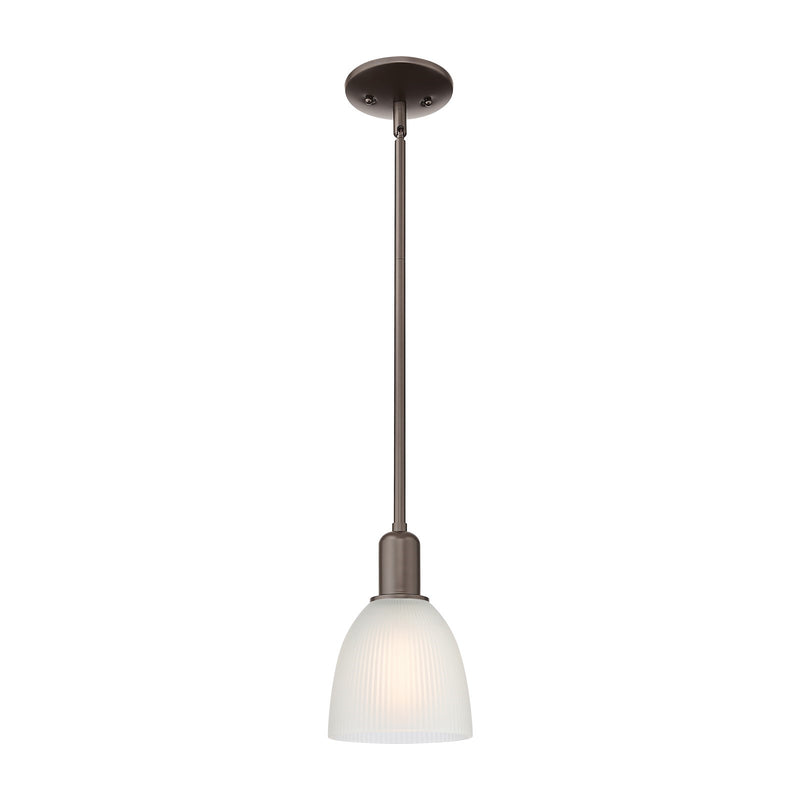 Innovations Castile 6in 1-Light Mini Pendant | Industrial Oil Rubbed Bronze Steel and White Glass | Kitchen Island & Dining Room | Model 716-1S-OB-G381