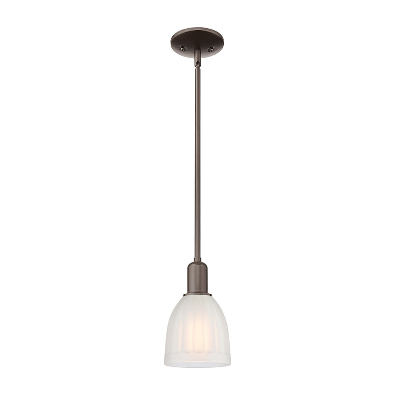 Innovations Brookfield 6in 1-Light Mini Pendant | Industrial Oil Rubbed Bronze and White Frosted Ribbed Glass | Kitchen Island | Model 716-1S-OB-G441