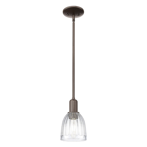 Innovations Brookfield 6in 1-Light Mini Pendant | Industrial Oil Rubbed Bronze Steel and Clear Ribbed Glass | Kitchen Island & | Model 716-1S-OB-G442