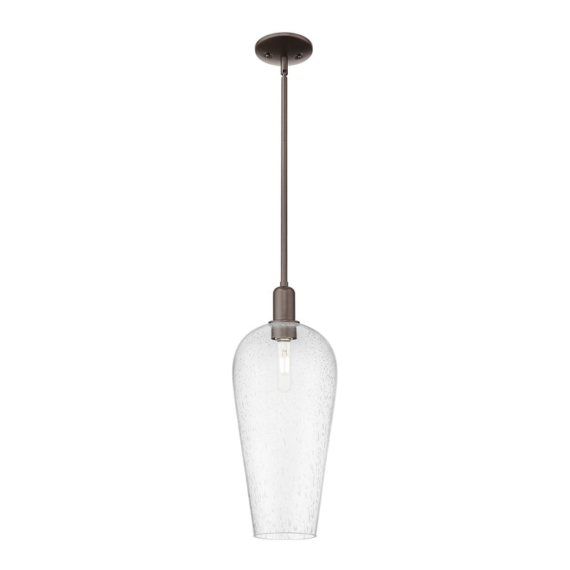 Innovations Chelsea 8in 1-Light Mini Pendant | Industrial Oil Rubbed Bronze Steel and Seedy Glass | Kitchen Island & Dining | Model 716-1S-OB-G456-8SDY