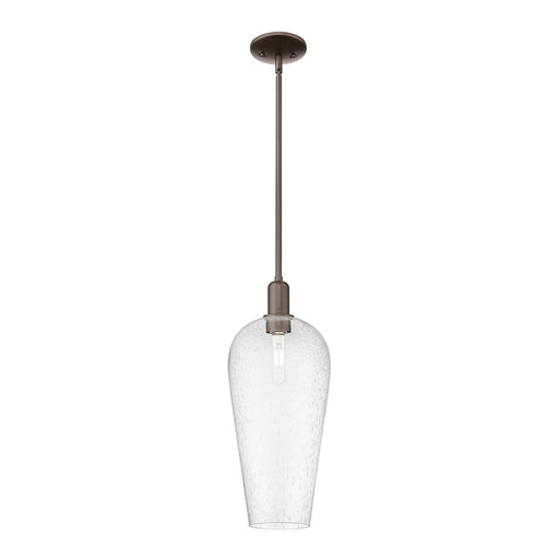 Innovations Chelsea 8in 1-Light Mini Pendant | Industrial Oil Rubbed Bronze Steel and Seedy Glass | Kitchen Island & Dining | Model 716-1S-OB-G456-8SDY