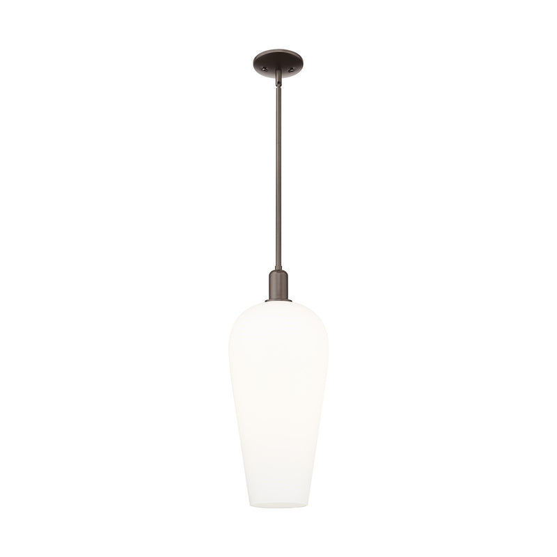 Innovations Chelsea 8in 1-Light Mini Pendant | Industrial Oil Rubbed Bronze and White Glass | Kitchen Island & Dining Room | 8 | Model 716-1S-OB-G456-8WH