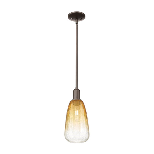 Innovations Brookhaven Almond 6in 1-Light Mini Pendant | Industrial Oil Rubbed Bronze and Amber Glass | Kitchen Island & Dining | Model 716-1S-OB-G480-6AM