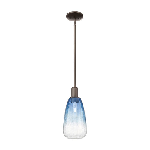 Innovations Brookhaven Almond 6in 1-Light Mini Pendant | Industrial Oil Rubbed Bronze and Sapphire Blue Glass | Kitchen Island | Model 716-1S-OB-G480-6SB