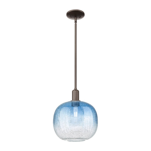 Innovations Brookhaven Sphere 10.5in 1-Light Mini Pendant | Industrial Oil Rubbed Bronze and Sapphire Blue Glass | Kitchen | Model 716-1S-OB-G481-10SB