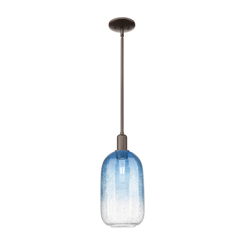 Innovations Brookhaven Cloche 7in 1-Light Mini Pendant | Industrial Oil Rubbed Bronze and Sapphire Blue Glass | Kitchen Island | Model 716-1S-OB-G482-7SB
