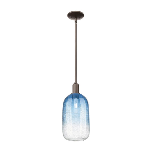 Innovations Brookhaven Cloche 7in 1-Light Mini Pendant | Industrial Oil Rubbed Bronze and Sapphire Blue Glass | Kitchen Island | Model 716-1S-OB-G482-7SB