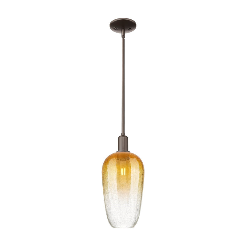 Innovations Brookhaven Flute 7in 1-Light Mini Pendant | Industrial Oil Rubbed Bronze Steel and Amber Glass | Kitchen Island & | Model 716-1S-OB-G484-7AM