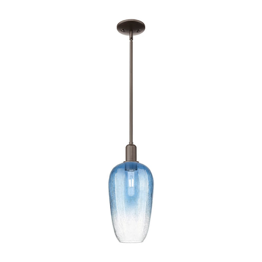 Innovations Brookhaven Flute 7in 1-Light Mini Pendant | Industrial Oil Rubbed Bronze and Sapphire Blue Glass | Kitchen Island & | Model 716-1S-OB-G484-7SB