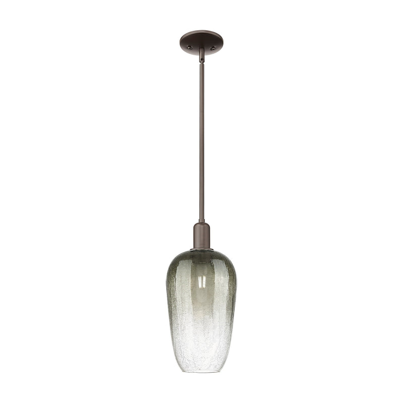 Innovations Brookhaven Flute 7in 1-Light Mini Pendant | Industrial Oil Rubbed Bronze Steel and Slate Glass | Kitchen Island & | Model 716-1S-OB-G484-7SL