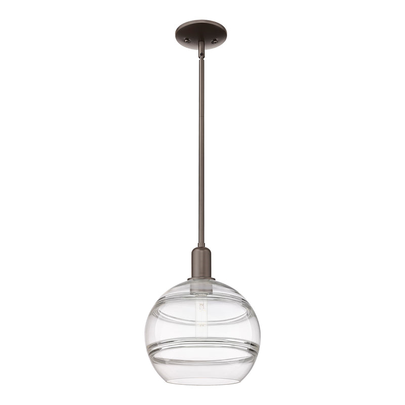 Innovations Rochester 10in 1-Light Mini Pendant | Industrial Oil Rubbed Bronze Steel and Clear Glass | Kitchen Island & Dining | Model 716-1S-OB-G556-10CL
